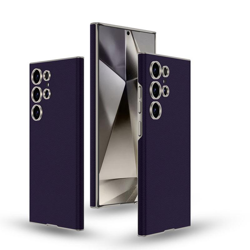 

Простой кожаный чехол для телефона Samsung S24ультра-устойчивый к падениям силиконовый простой кожаный защитный чехол матовый корпус высокого класса для бизнеса Samsung S24ultra фиолетовый