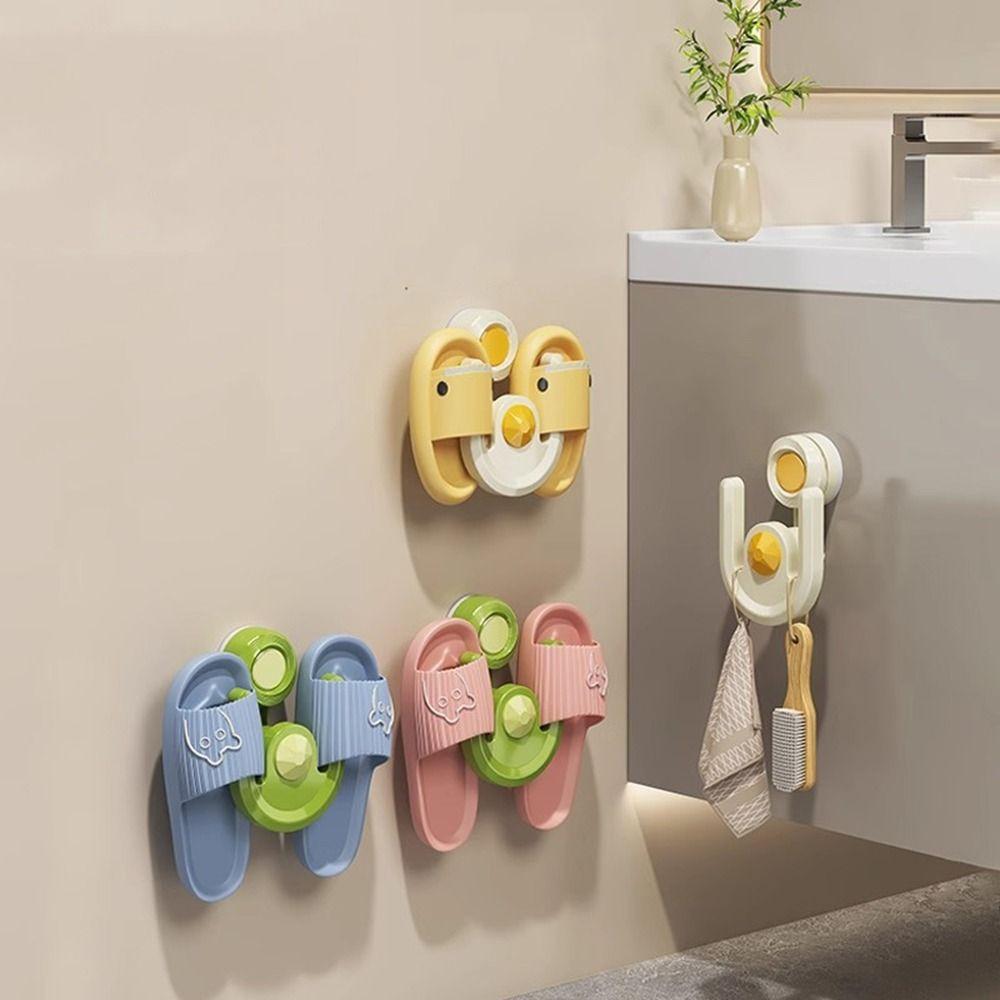 

Plastic Suction Cup Slipper Rack Punch-free Shoe Rack Practical Slippers Holder for Household