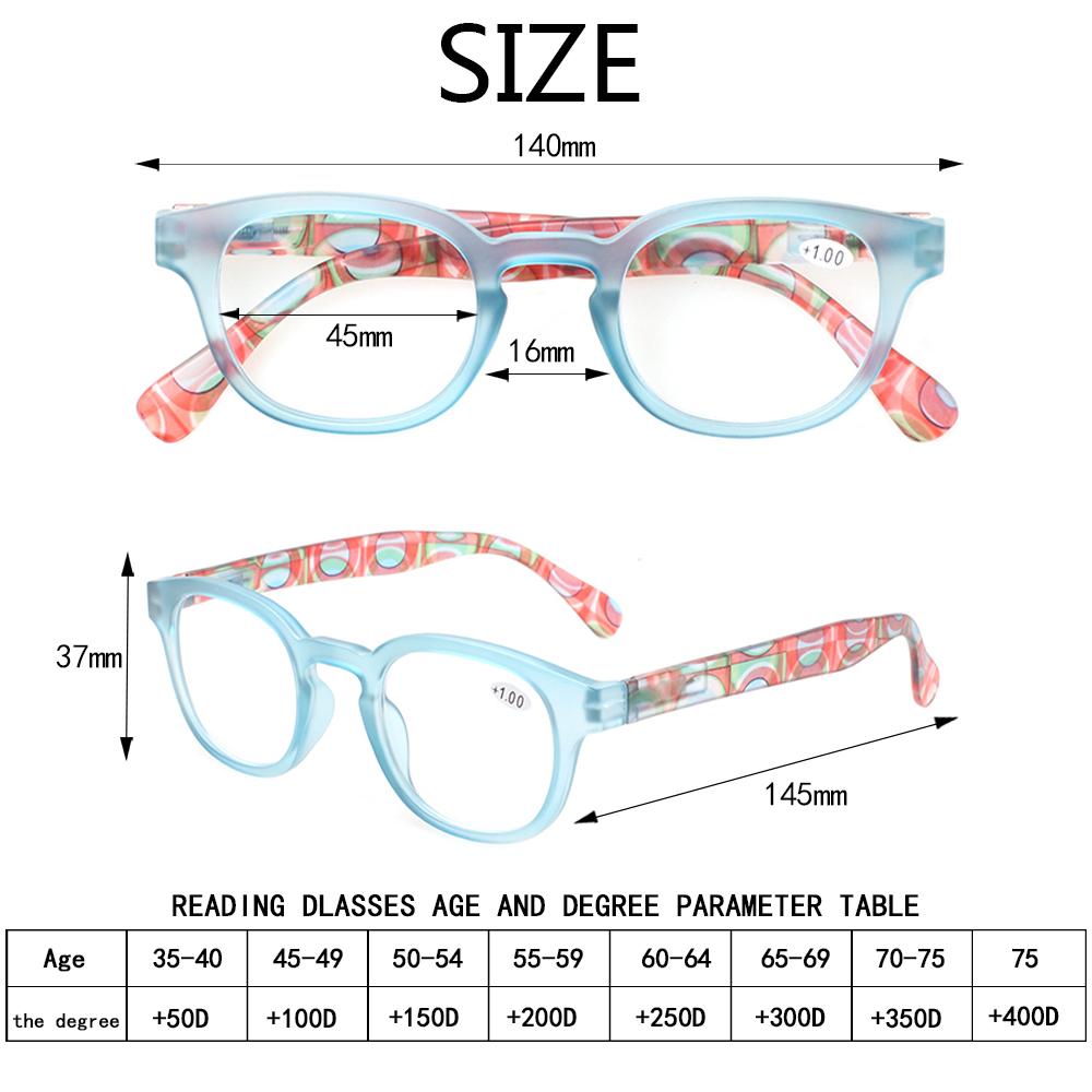 Turezing Reading Glasses Spring Hinge Retro Printing Decorative Eyewear for Men Women Presbyopia 0-600