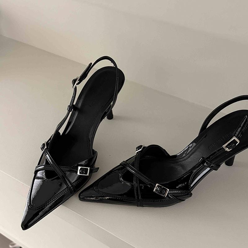 Street Style Pointed Toe Women Muels Sandals Design Style High Heels Banquet Party Dress Sandalias Shoes