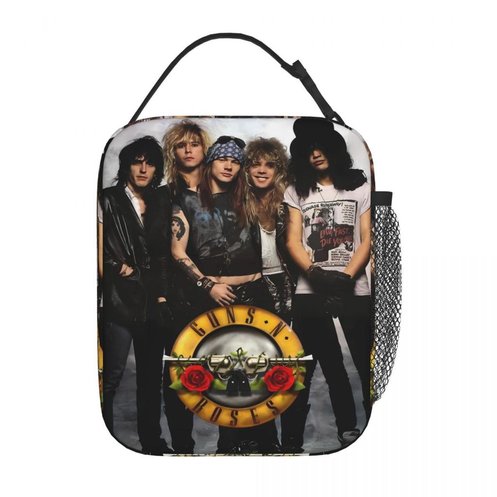 Guns N Roses Band Lunch Bag Retro Lunch Box School Portable Thermal Lunch Bags Graphic Cooler Bag