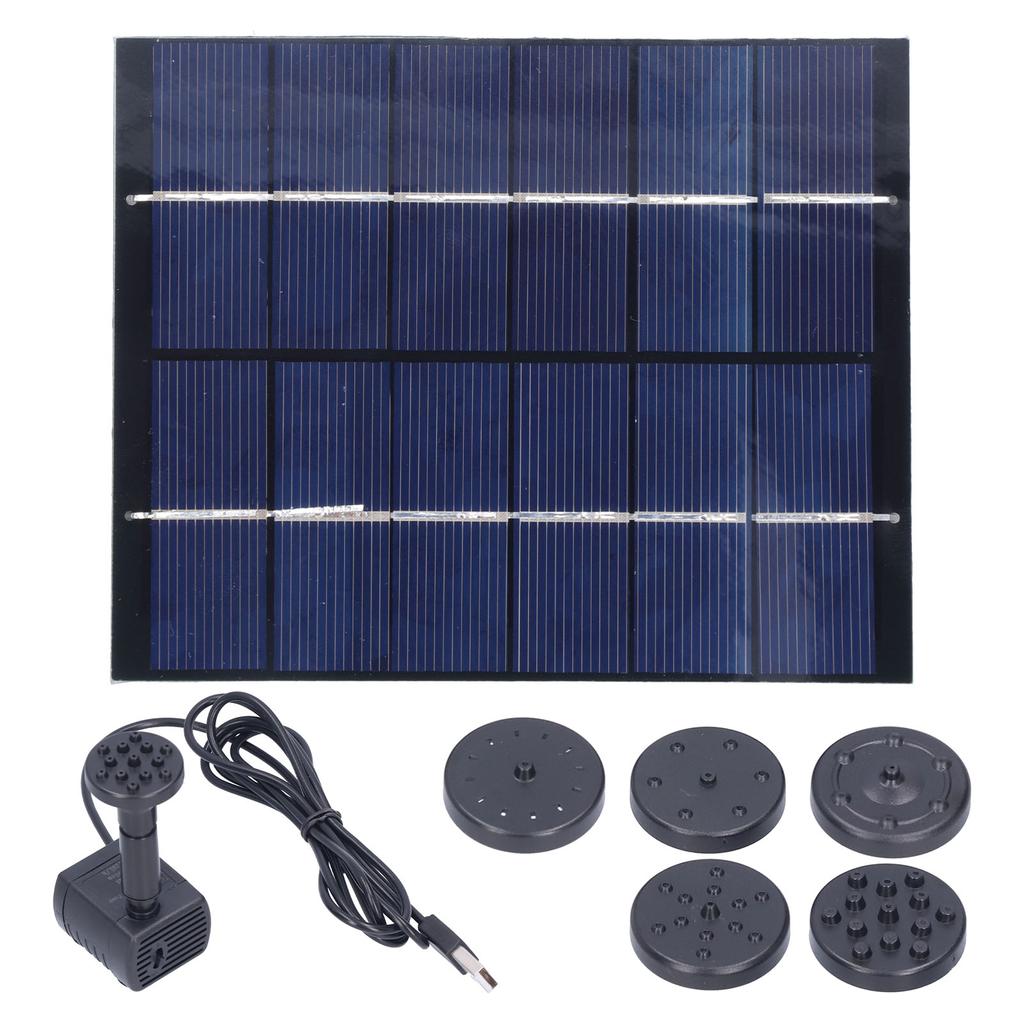 2W Solar Fountain with Panel Water Pump Solar Panel Kit for Outdoor Landscape Pond Decor