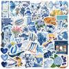 50 100 Stück Niedliche Mediterrane Sticker Ästhetisch Blau Ins Cartoon Aufkleber Diy Scrapbooking Handy Gepäck Wasserdichter Aufkleber Spielzeug