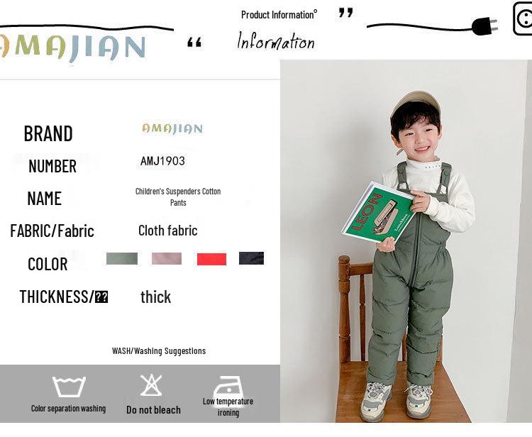 2026 Baby-Latzhose im koreanischen Stil: Herbst/Winter Daunen-Baumwollhosen für Kinder