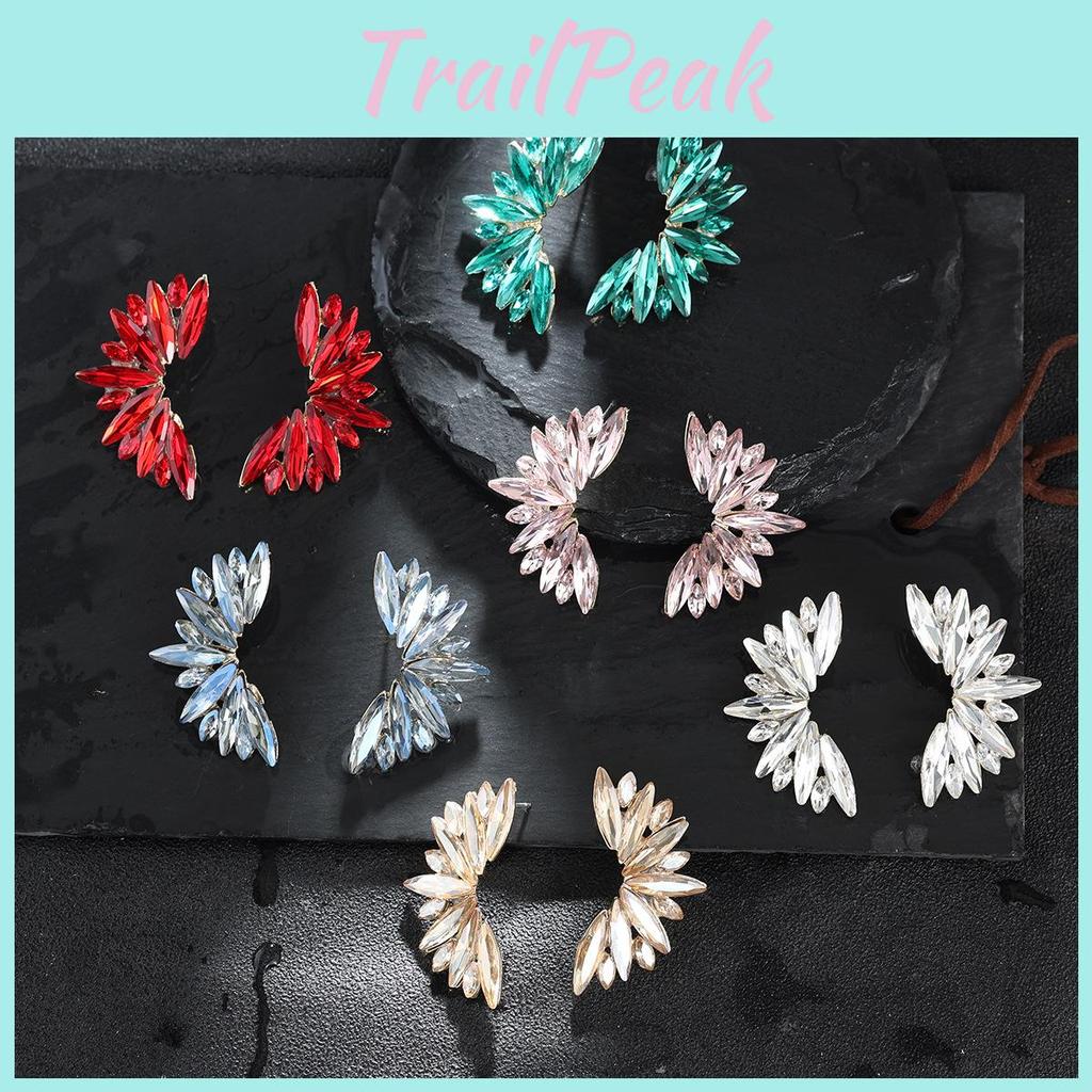 Wing Shape Water Diamond Earrings In Alloy With Electroplated Finish For Trendy Women