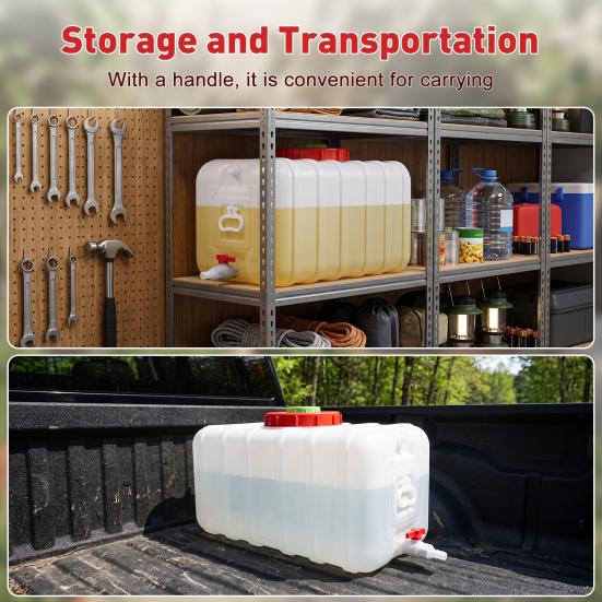 Outdoor Water Tank for Camping 29Gallon/100L Large Tank, Storage Container, Drinking Canister, Plastic Garden Irrigation Container Bucket, with Spigot