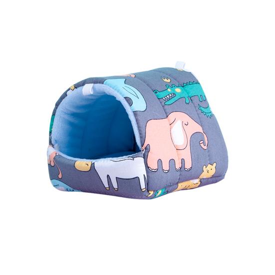 

Красочный мультяшный узор, кровать для морской свинки, моющийся домик для мелких животных на осень L серый