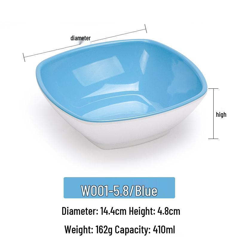 Melamine Imitation Porcelain Square Plastic Bowl for Restaurants and Hotels - Perfect for Fast Food, Barbecue, Bibimbap, and Desserts.