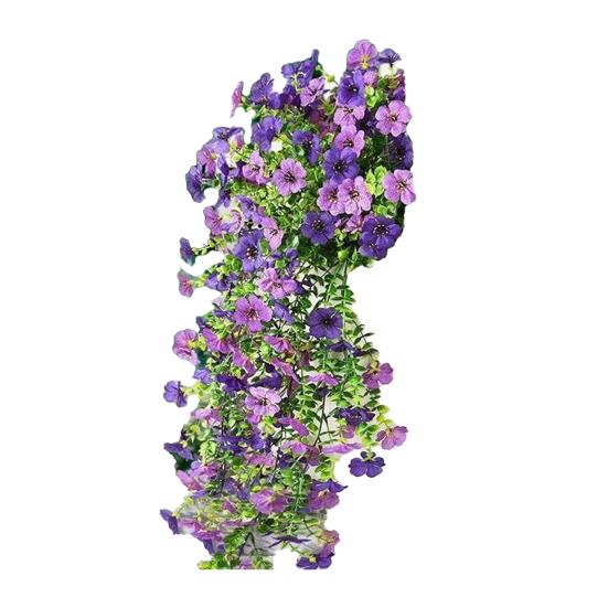 Konstgjord violett vinranka dekoration realistisk UV-beständig falsk blomma rotting inomhus utomhus trädgård veranda uteplats vägghängande konstgjord blomdekor