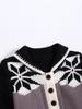Unisex Baby Jacquard Color Block Lapel Cardigan: Thickened Knitted Outerwear for Infants and Toddlers