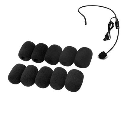 ALLVD Small Headset Microphone Sponge 8mm Inner Windproof and Replacement Black Windscreen, 10-Pack, Diameter, Noise-Blocking Cover,