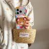Plaid Panda Meow Magnetic Phone Case for iPhone17/16ProMax/15Pro - Cartoon Design for Women
