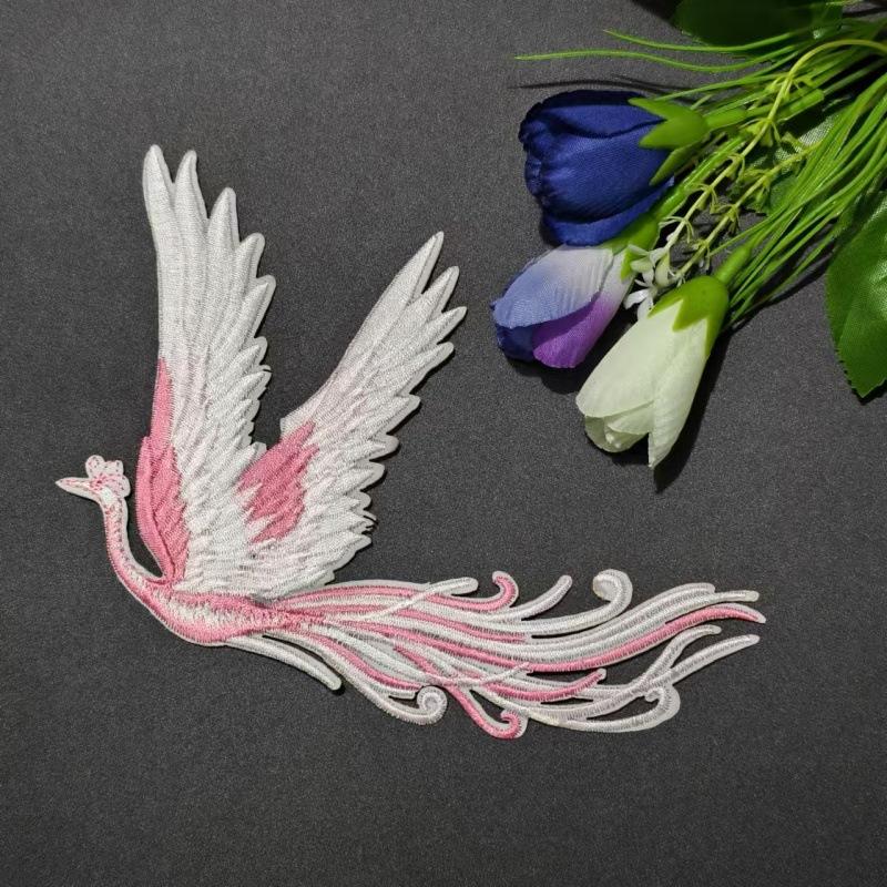 

Наклейка на ткань в китайском стиле с четырьмя цветами, изысканная нашивка на юбку с вышивкой в виде феникса 1 #right