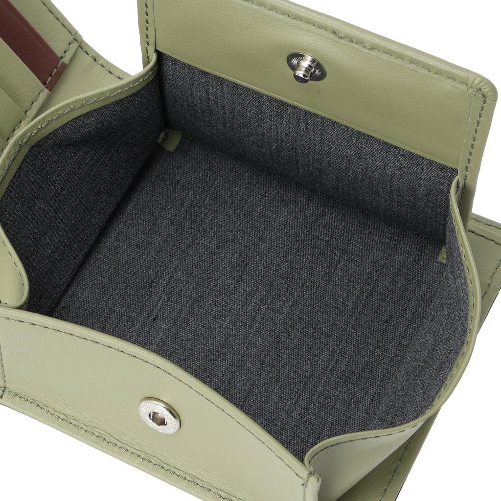 VITA Italian Chrome-Free Leather Cowhide Bifold Coin Purse with Box, Green, 490-50900