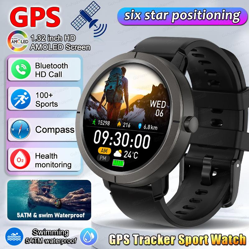 

Smart Watch for Women GPS 6-Satellites 1.32” HD AMOLED Display Built-in GPS Bluetooth Call Sports 5ATM Waterproof Smartwatch ma 5ATM GPS New upgrade чорний