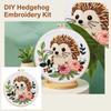 Kleiner Igel Blume Stickset mit Grundmaterialien, Stickrahmen und Einfädler für DIY