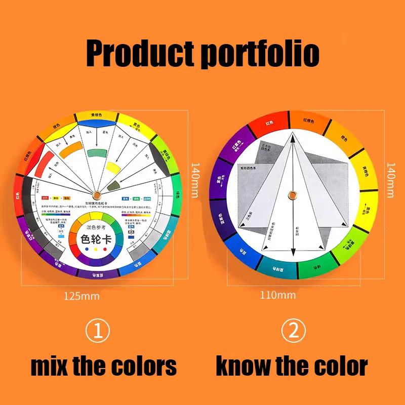 

72 Colors Paper Card Wheel For Painting Circle Chromatic Eyebrow Painting Design Nails Professional Pigment Makeup Supplies