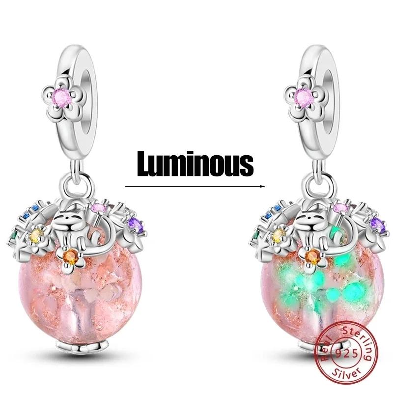 Copper Luminous Blue Wishing Bottle Charms Angel Conch Pendant Bead Fit Bracelet Diy Exquisite Jewelry Making