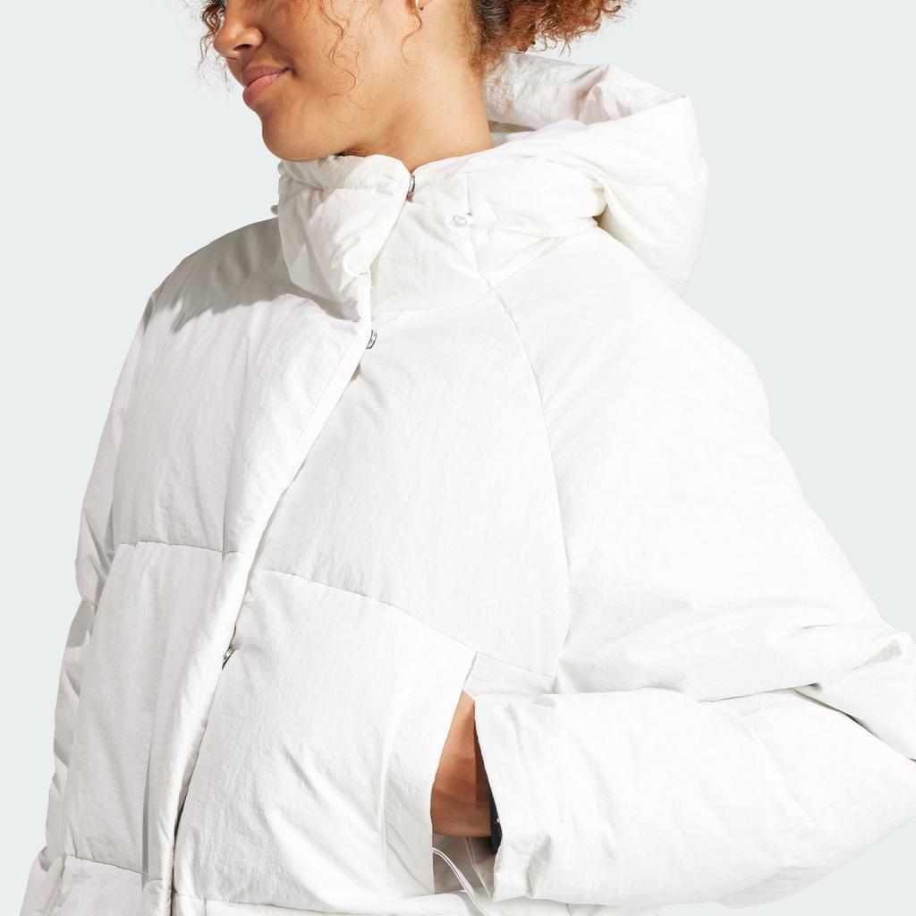 adidas 530 Plain Long Sports Casual Hooded Down Jacket Women Jacket White IK3158