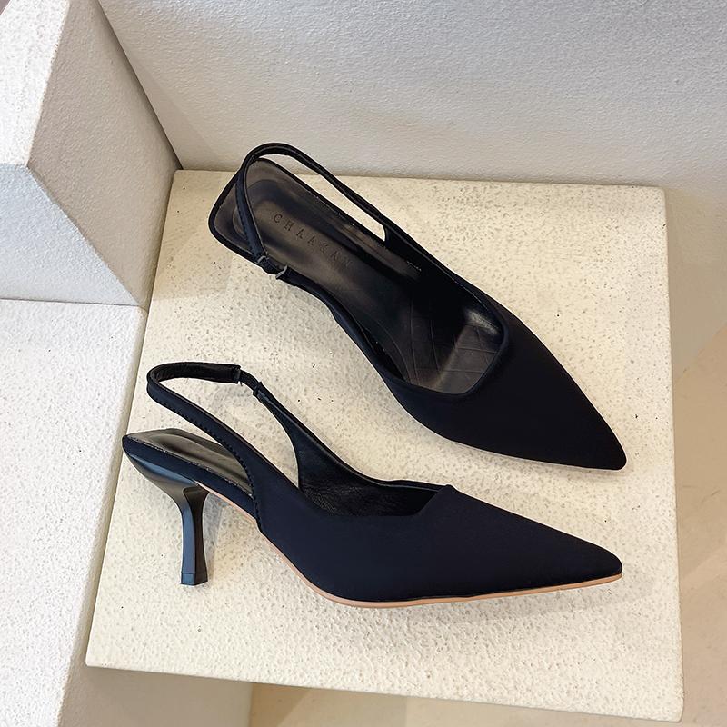 Designer Pointed Toe Women Sandals Shoes Fashion Slip On Singbacks Sandalias Shoes Elegant High Heel Party Dress Shoes