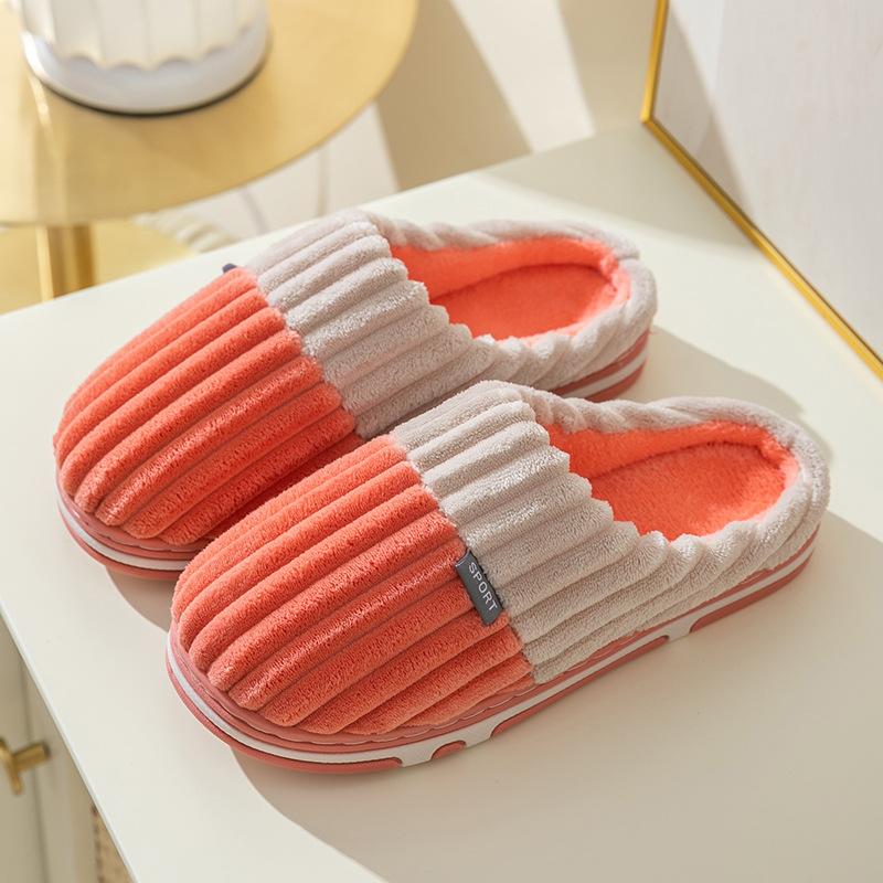 New couple cotton slippers women's winter home indoor home non-slip confinement shoes warm plush thick-soled beautiful plush