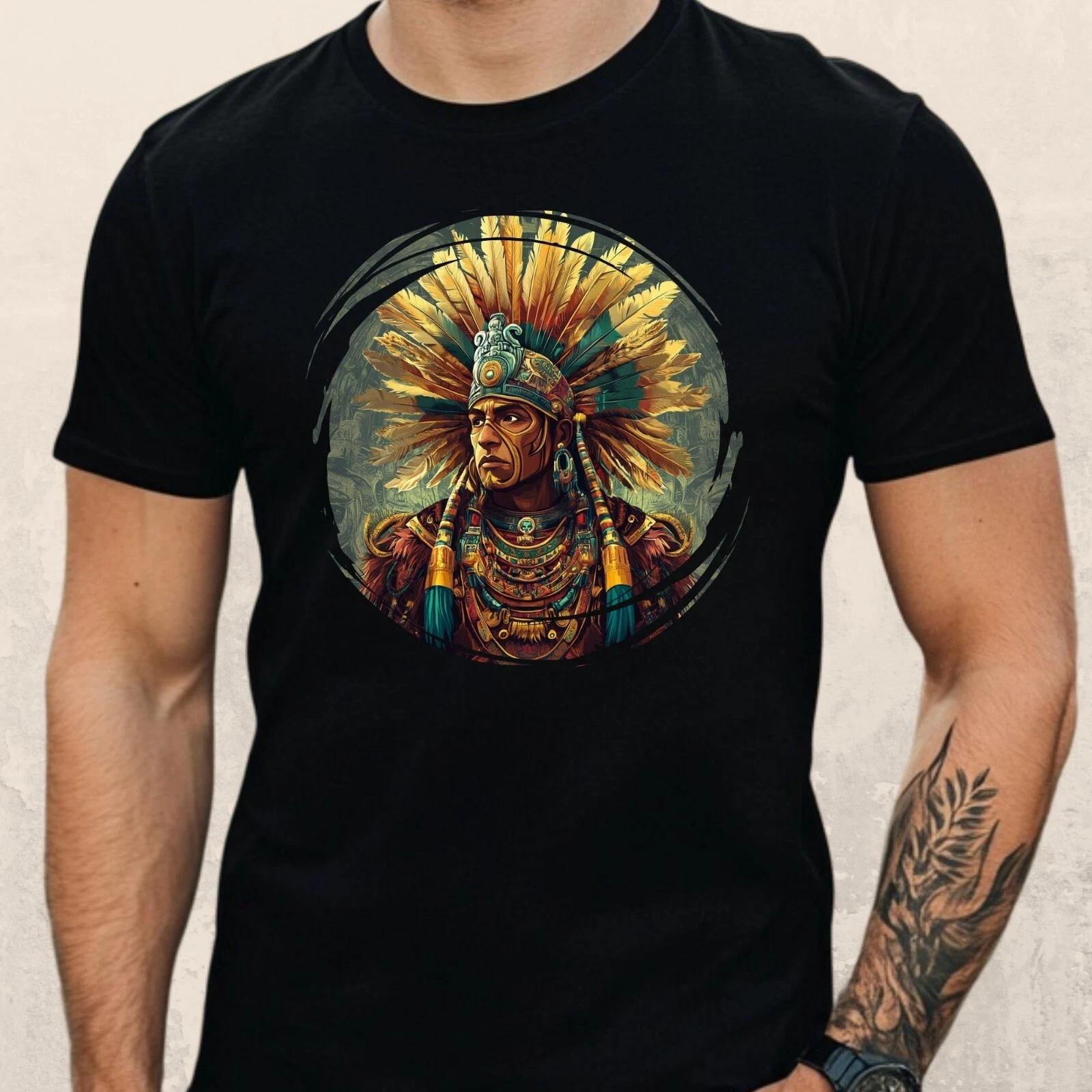 T-Shirt Herren Aztekischer Krieger Motiv Baumwolle Größe XS bis 5XL XXXL