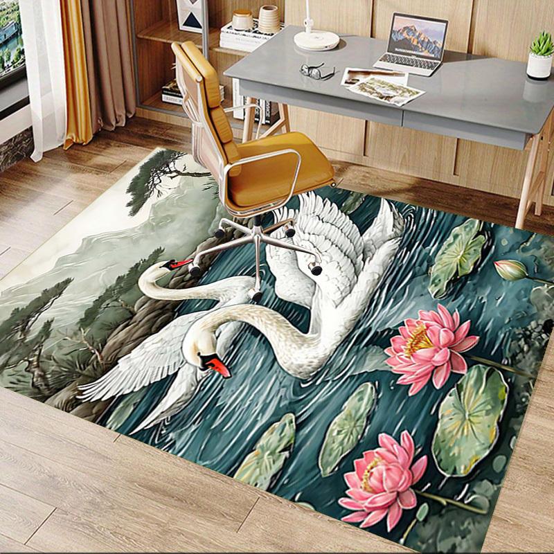 1PC Swans Lake Non-Slip Floor Carpet Compatible for Office&Living Room&Bedroom&Dining room - Flat - Weave Machine-S0318