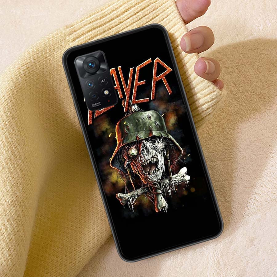 Slayer Heavy Metal Rock Band Phone Case For Redmi Note 13 14 15 Pro Plus 12 13C 12C 15C 9 10 10C 9T 9C 9A TPU Soft Cover Clear C