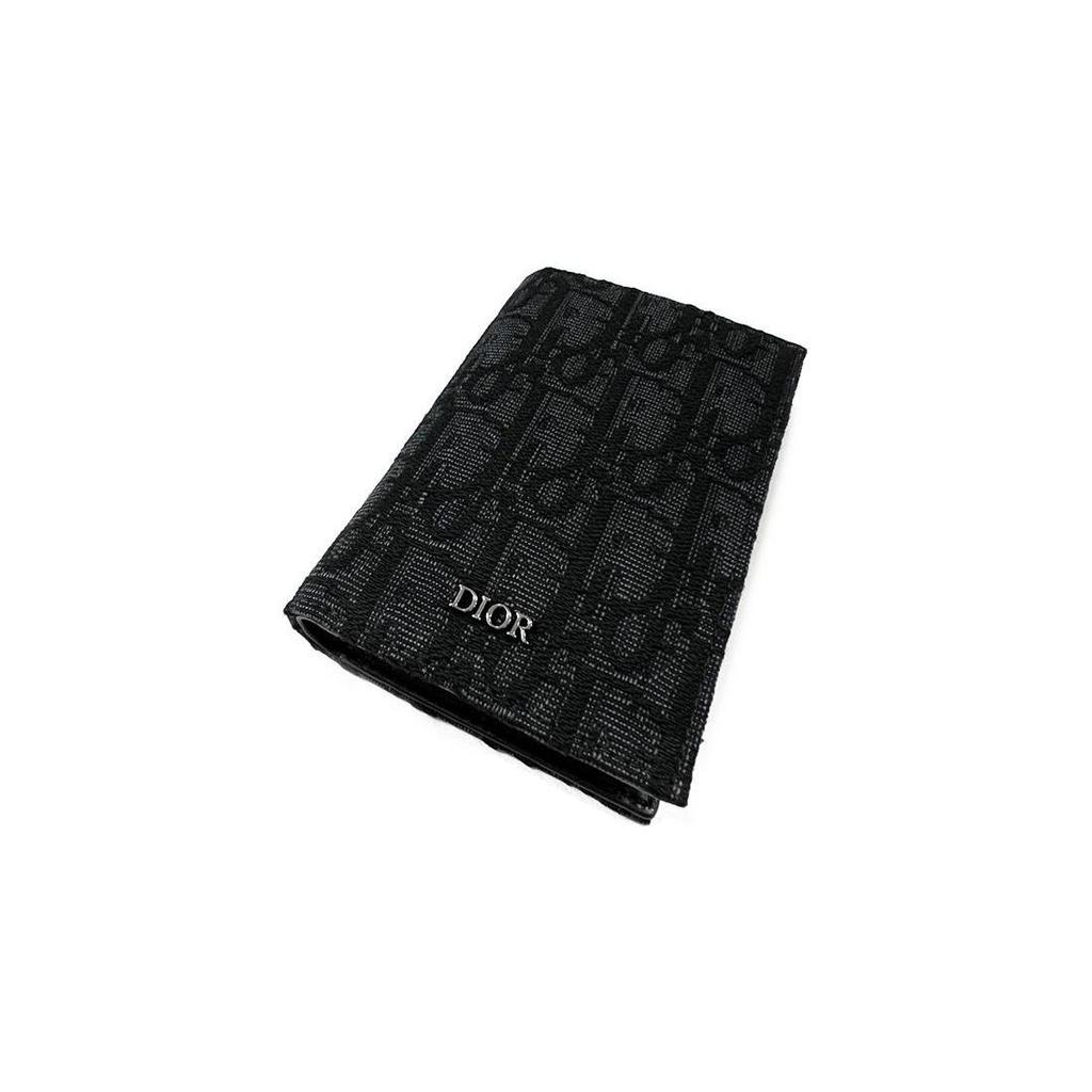 Dior Klassischer Monogramm-Druck Zweifach-Leder-Kartenhalter Herren Kartenhalter Schwarz 2ESCH138YSE-H03E