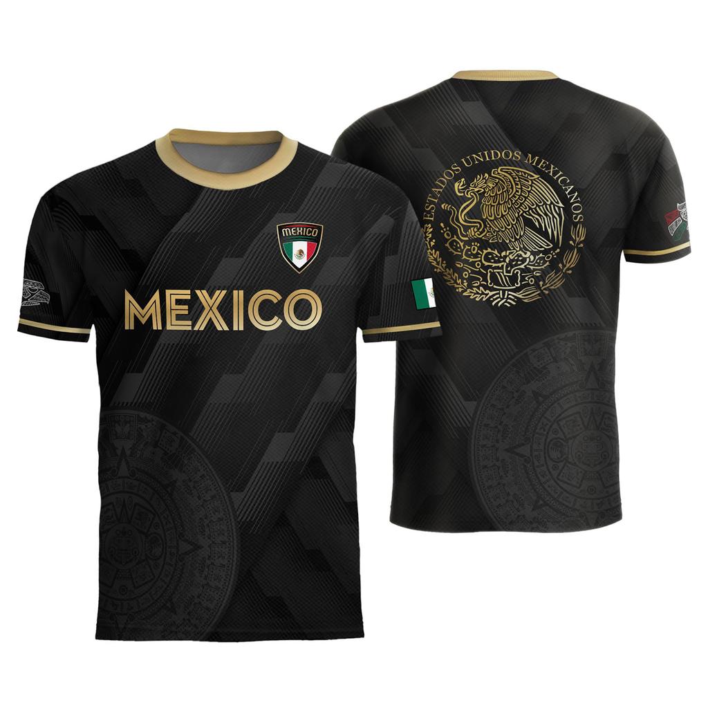 Men's Casual Short Sleeve T-Shirt with Lettering Print Mexico National Emblem Graphic Lightweight Breathable Fabric