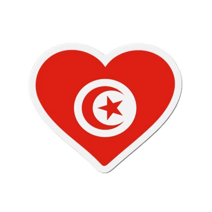 Aimant Coeur Drapeau Tunisie - Multicolore - 10 cm - 50 pièces - Résine synthétique - Mixte