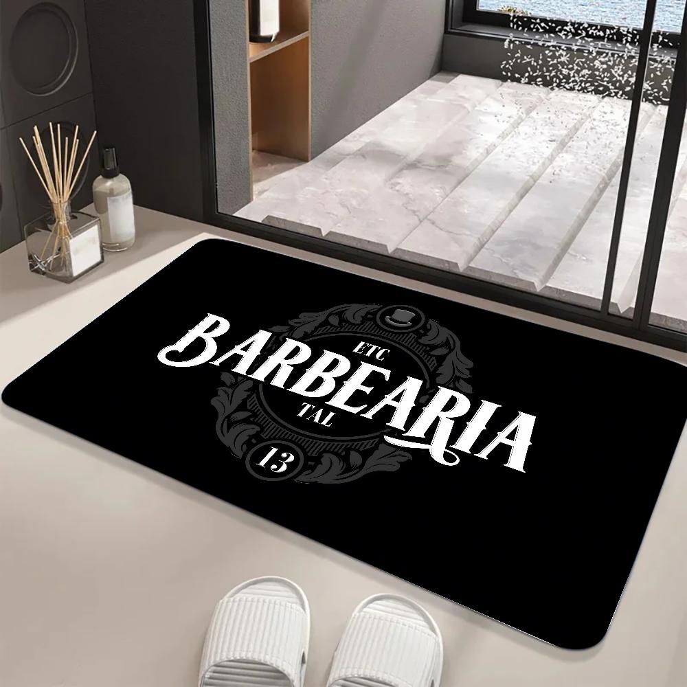 Barber Shop Sign Floor Mat Graphic Printed Flannel Doormats for Bathroom Kitchen Entrance Carpet Home Decor
