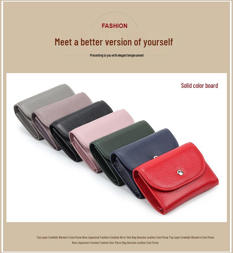 Geldbörse für Damen aus echtem Leder: Großkapazitäts-Multifunktions-Kartenhalter aus Rindsleder der obersten Schicht