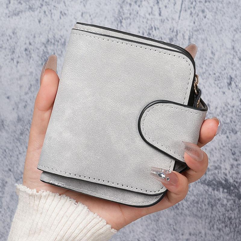Women Wallet Frosted Leather Vintage Female Clutch Bag Credit Card Holder Ladies Zip Purse Phone Bag Money Clip