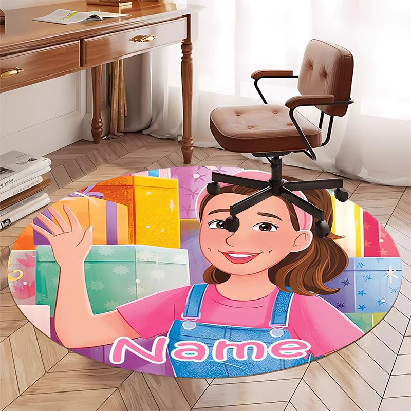 Custom Name Ms. Rachel Printed Round Rug Carpet Chair Rug Area Rug Entryway Doormats,for Office Chair Living Room Bedroom Kitchen Room.
