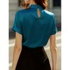 2026 Women's Popular Summer Solid Color Satin Short-Sleeve Top Commuting Shirt