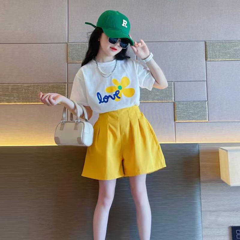 Neues stilvolles Sommer-Outfit für Mädchen Set Modisches Zweiteiler-Set für ältere Kinder