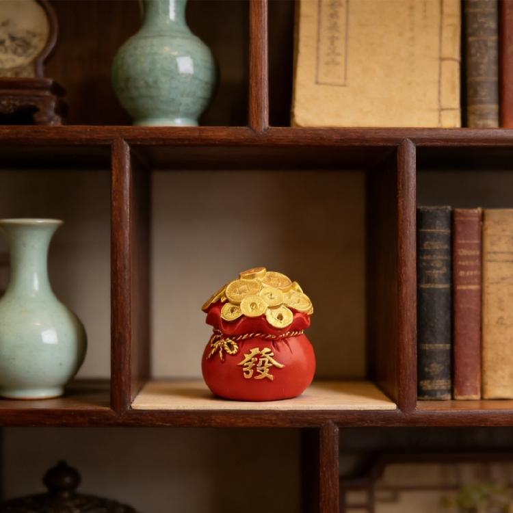 Chinese New Years Decoration Resin Money Tree Statues Blessing Bag Figurines Fengshui Ornament for Wealth Good Luck