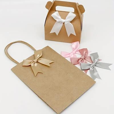 50 piezas/bolsa Lazo de golondrina para manualidades regalo lazo de satén de poliéster decoración de embalaje de flores 85x85mm
