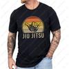 Lets Roll Jiu Jitsu Mens Cotton TShirt Vintage Sunset Graphic Print Casual Short Sleeve Combat Sports Tee Tops Streetwear