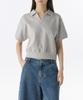 MUSINSA STANDARD WOMAN Women'S Double Knit Collared Short Sleeve Sweatshirt [Medium Grey]
