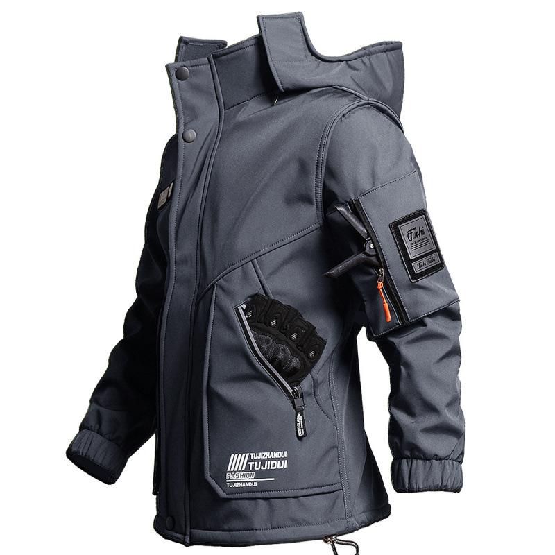 

Осенне-зимний водонепроницаемый костюм-куртка софтшелл для альпинизма, теплый альпинистский костюм для улицы, спецодежда грязеотталкивающая 190 серый