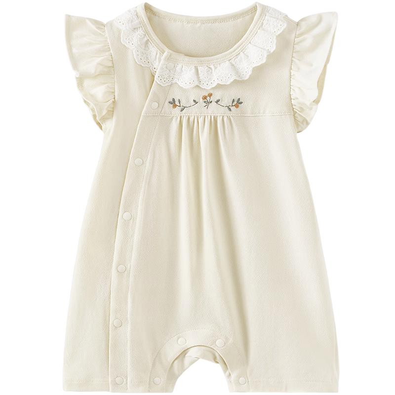 Tongtai Baby Girl Sleeveless Jacquard Romper 80cm желтого жаккарда