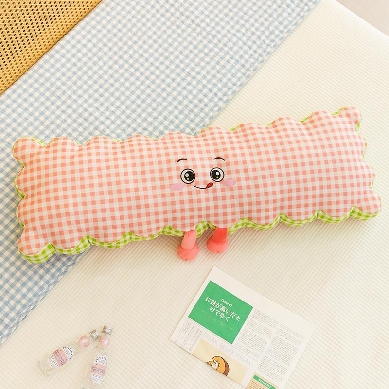 Plush Bubble Grid Cookie Long Pillow For Bedroom And Side Sleepers
