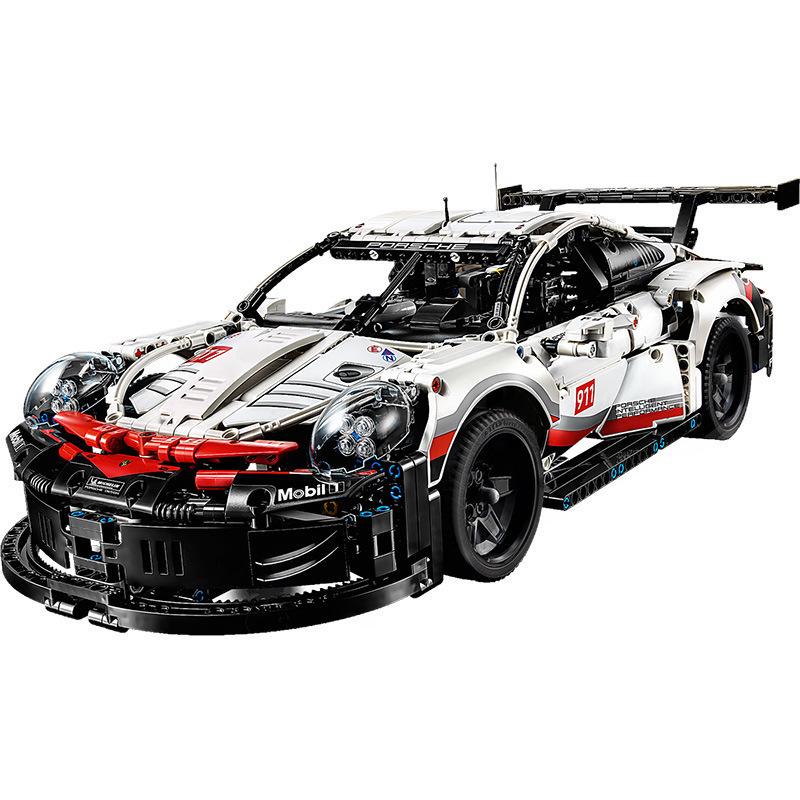 Model samochodu sportowego Porsche 911RSR: Zdalne sterowanie i montaż DIY kompatybilny z Lego