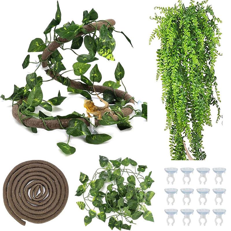 Reptile Hammock & Climbing Vine for Terrariums: Ideal for Geckos, Bearded Dragons, and Lizards - Artificial Plant Decoration