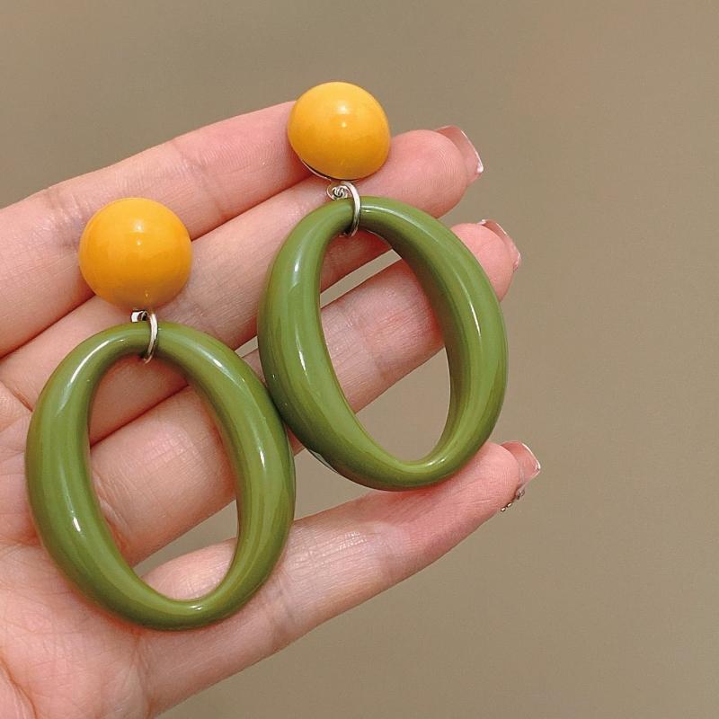 Adorables Boucles d'Oreilles Clips en Acrylique Fleur Pour Femmes Bohème Coréen Grand Géométrique Rond Carré Long Pendant Boucle d'Oreille Clip Bijoux