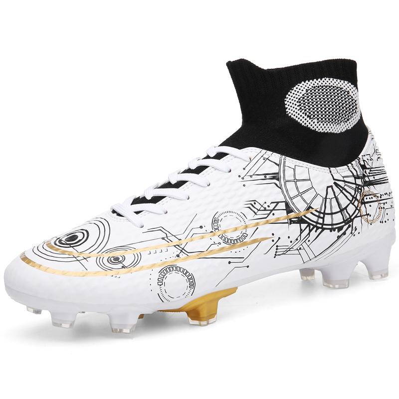 Fußballschuhe für Herren Teenager Erwachsene Professionelle High-Cut Stollen Sternenhimmel-Print Fußballschuhe Zweifarbig Zapatillas Hombre
