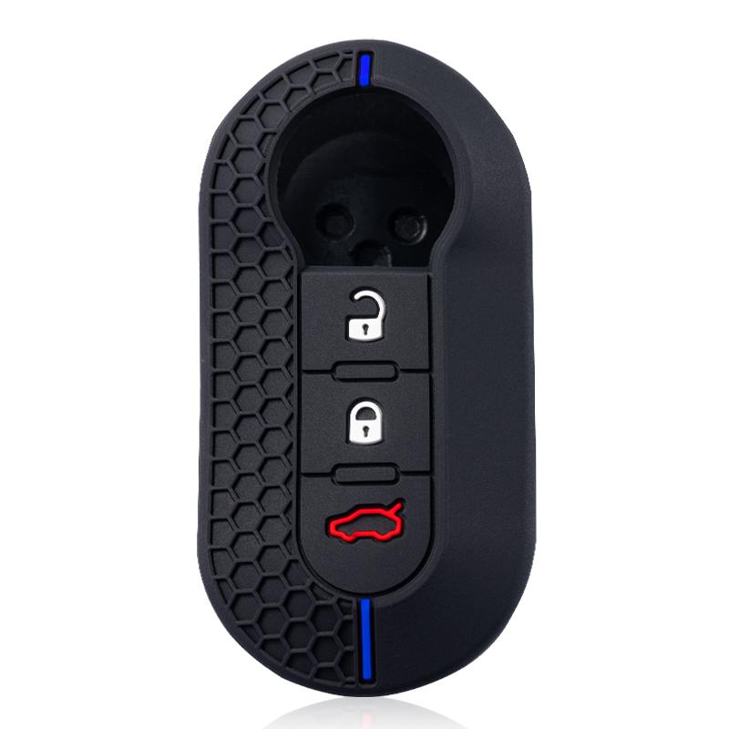 Custodia Cover in Silicone per Chiave Auto a 3 Pulsanti per Fiat 500 Guscio per Chiave Telecomando Pieghevole per Fiat Punto Panda Accessori Auto