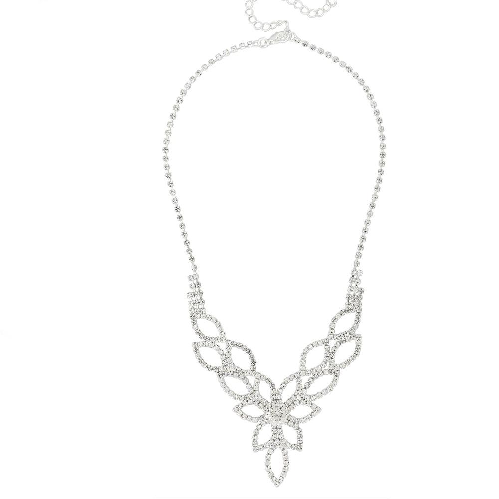 Full Diamond Pattern Necklace Fashion High Sense Rhinestone Collarbone Chain Accessories Necklace серебряный